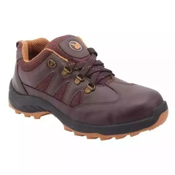 Hillson Low Ankle Steel Toe Safety Shoes Rubber Sole Full Grain Leather Upper Material Brown UK 5 Size for Industrial & Construction Area Use, SWAG 1904