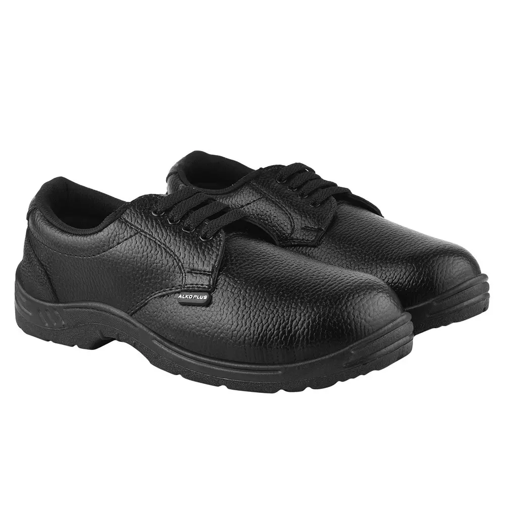Alko Plus General Safety Shoes Steel Toe Low Ankle Synthetic Leather Upper Material PVC Sole Size UK 10 Black, APS 551