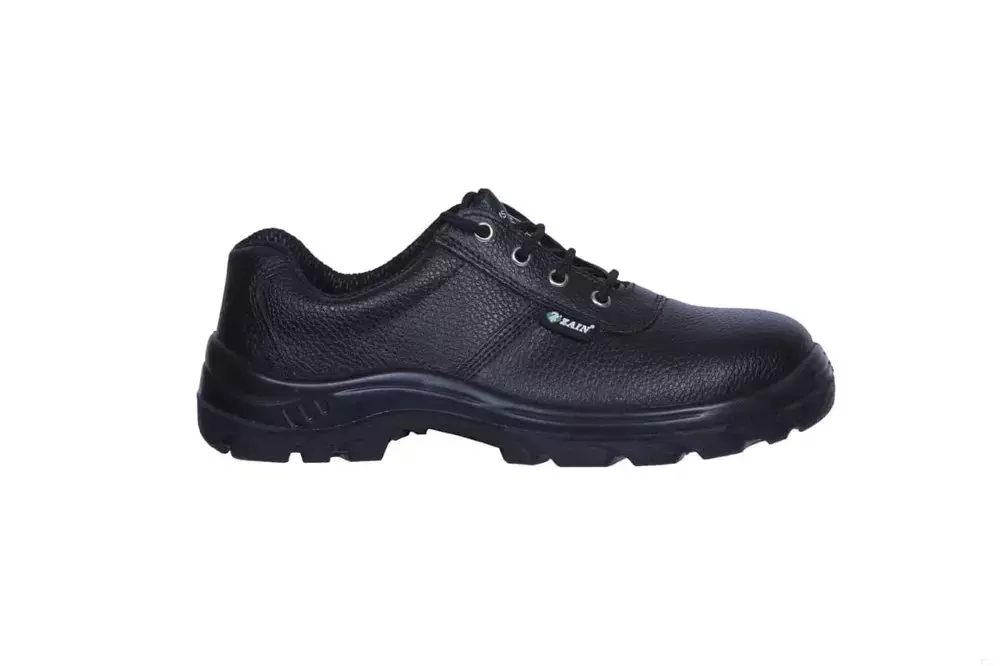 Zain ZM-06 PU Double Density Steel Toe Black Leather Safety Shoes (Size UK 6 - UK 11)