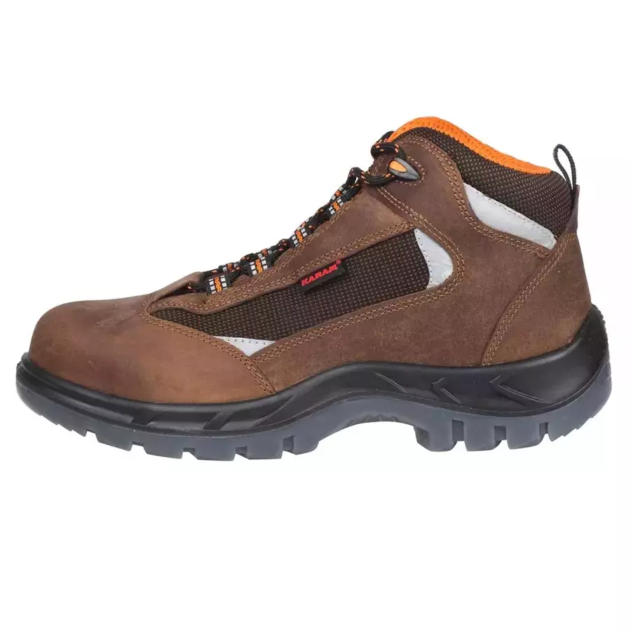 Karam Steel Toe Safety Shoes High Ankle Brown Size UK 8, FS65BR(SWDAMN)