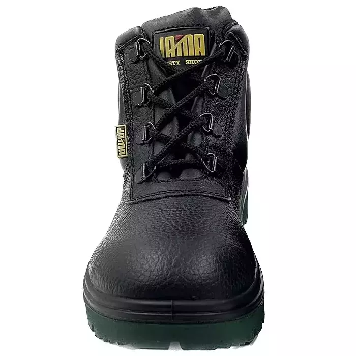 JAMA Steel Toe Safety Shoes High Ankle Rubber Sole Black Leather Size UK 12, 82409-JS077-12
