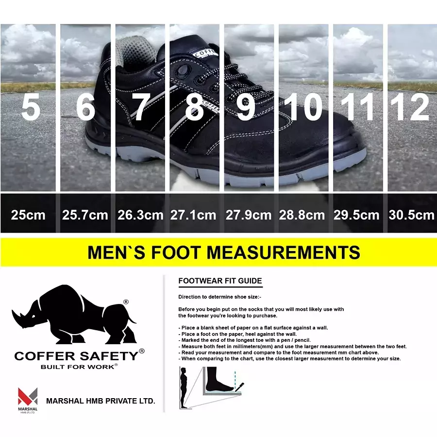 Coffer Safety Steel Toe Safety Shoes Low Ankle PU Sole Double Density Black Nubuck Leather Size UK 12, 1118