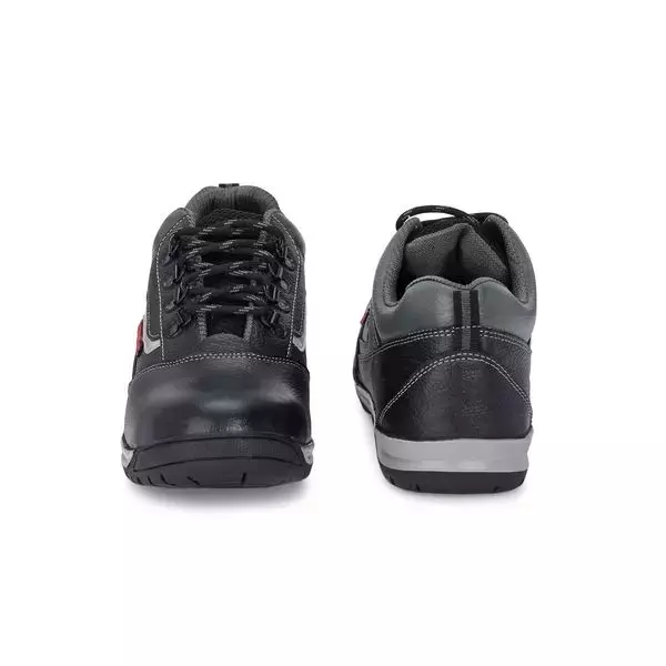 Kavacha Steel Toe Safety Shoes Leather Low Ankle TPR Rubber Sole Size UK 11 Black, Kv-S223-11