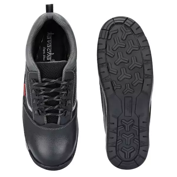 Kavacha Steel Toe Safety Shoes Leather Low Ankle TPR Rubber Sole Size UK 11 Black, Kv-S223-11