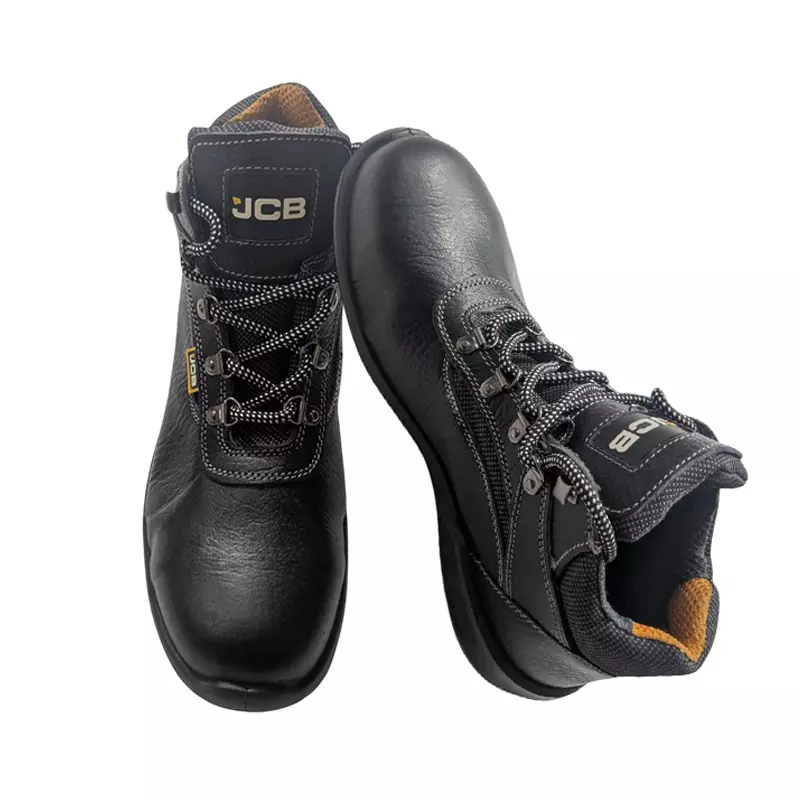 JCB Safety Shoes Steel Toe Excavator Leather Black , Size 11