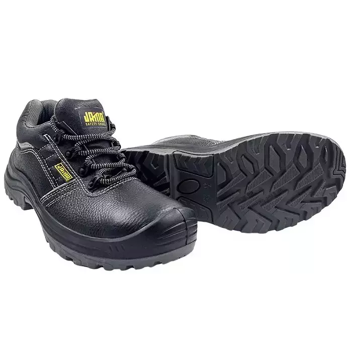 JAMA Steel Toe Safety Shoes Mid Ankle PU Sole Black Barton Print Leather Size UK 10, JR005