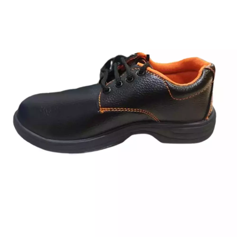 SAFE WORK Steel Toe Safety Shoes PVC Sole Low Ankle Black Synthetic Leather Size UK 6, Steel