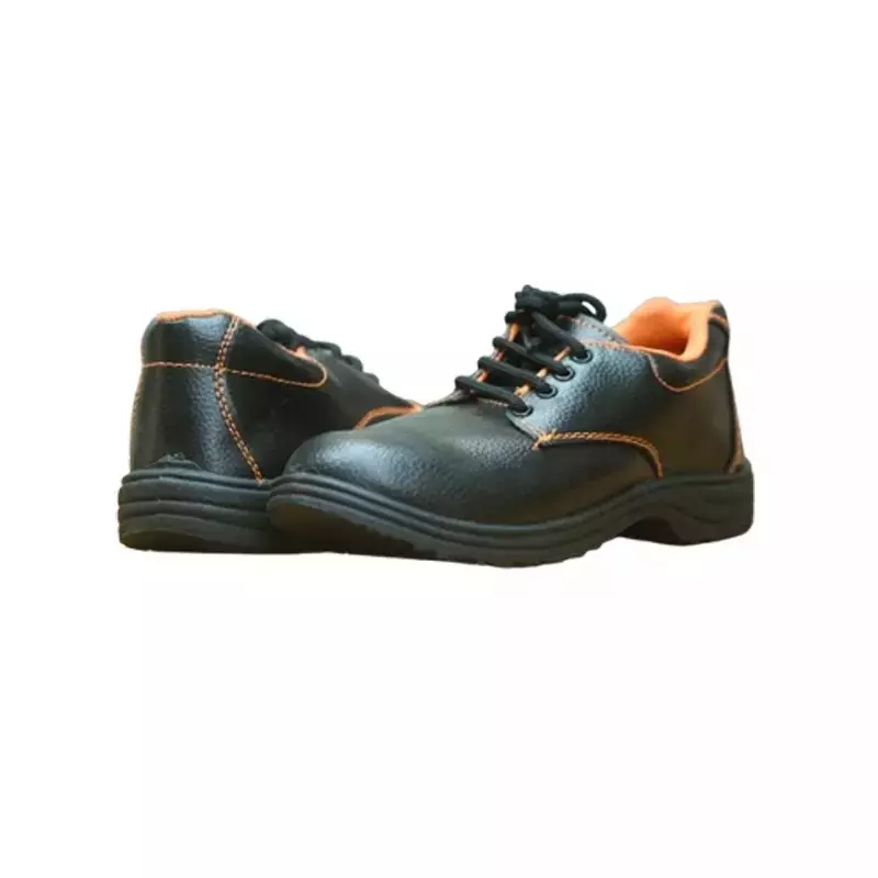 SAFE WORK Steel Toe Safety Shoes PVC Sole Low Ankle Black Synthetic Leather Size UK 6, Steel