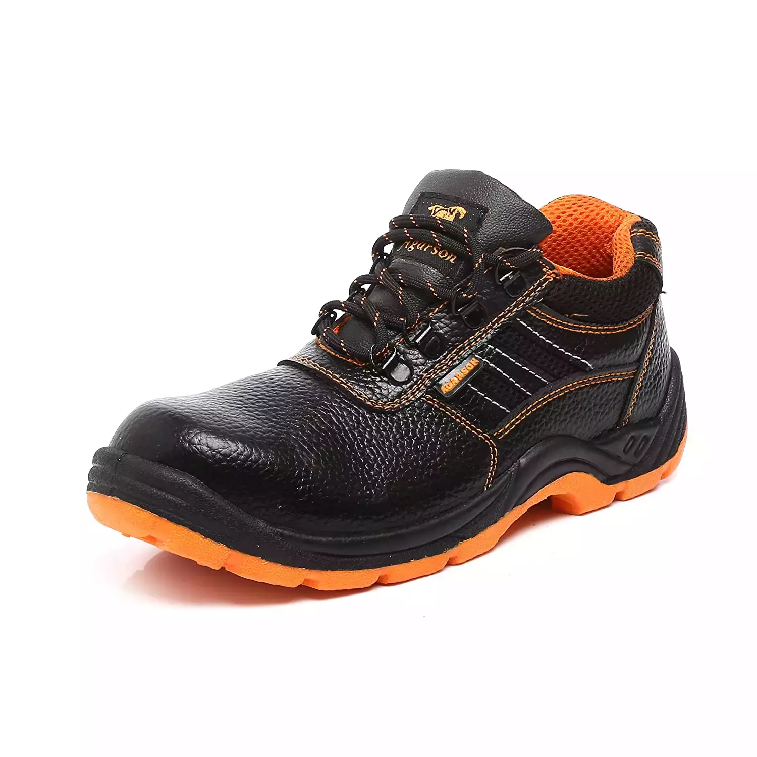 Agarson Steel Toe Safety Shoes High Ankle PVC Sole Dual Density Orange Full Grain Leather Size UK 6, PASSION Orange-6