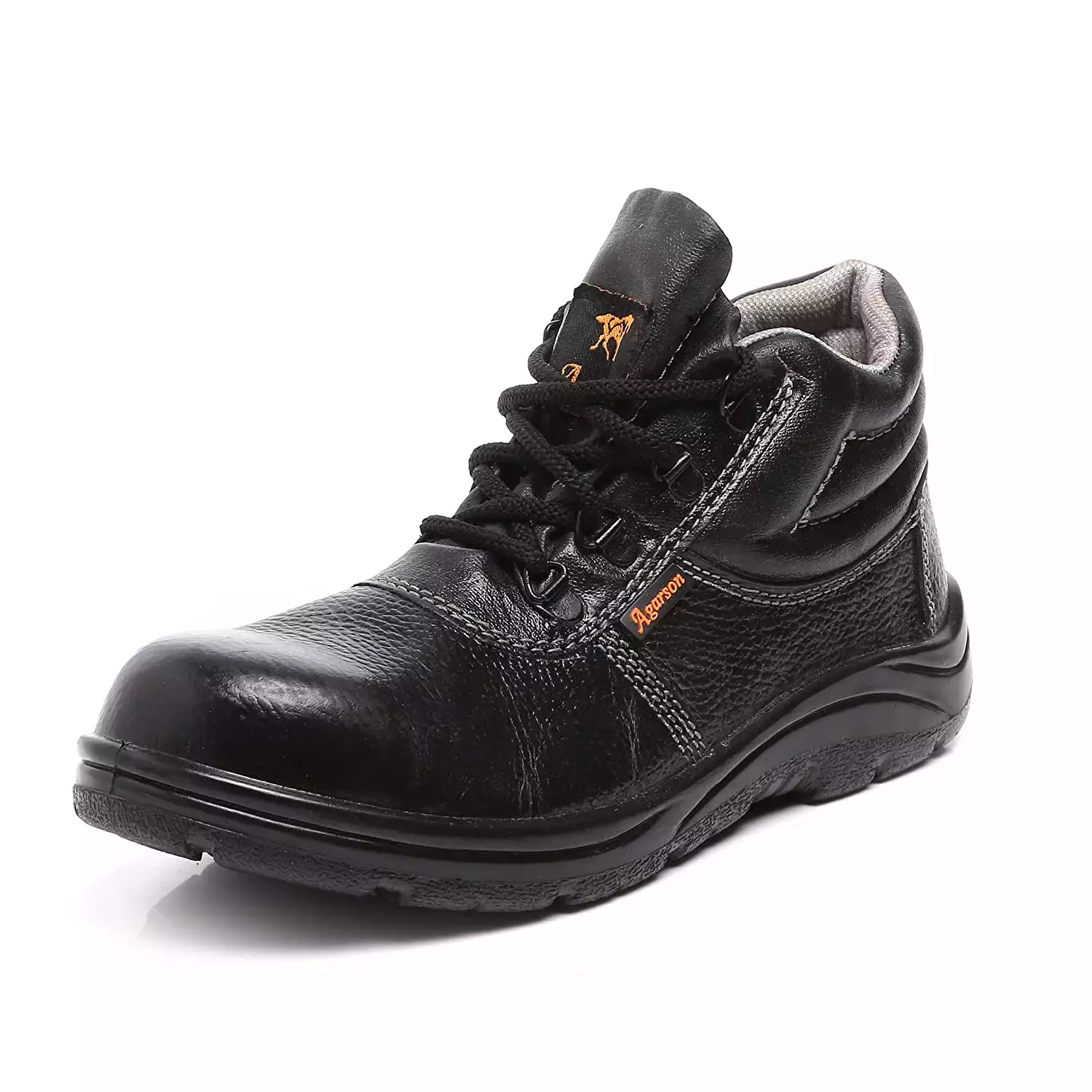 Agarson Steel Toe Safety Shoes High Ankle PU Sole Grey Full Grain Leather Size UK 10, ROCKFORD Grey-10