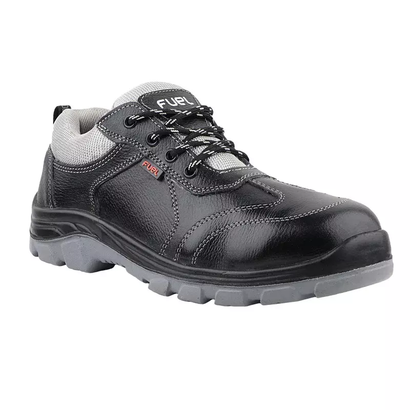 FUEL Steel Toe Safety Shoes PU Double Density Low Ankle Black Leather for Mens Size UK11, STROID-DD BLACK