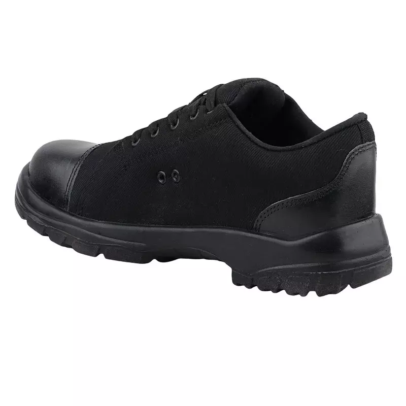 Fuel Steel Toe Safety Shoes PU Single Density Low Ankle Black Canvas for Mens Size UK7, CANVEE BLACK