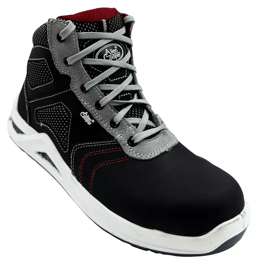 Allen Cooper Steel Toe Safety Shoe High Ankle PU Sole UK 6 Size Black for Industrial Use, ACL 11692