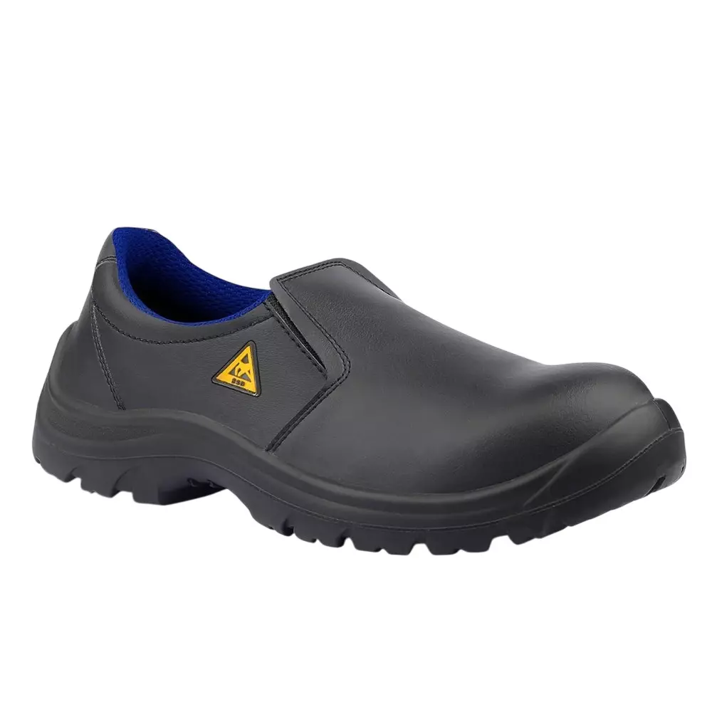 Euro Security AQUA Slip-On 200 J Steel Toe Safety Shoe Low Ankle PU Sole UK 10 Size Micro Fiber Black for Hospital, Pharma & Food Industry Use