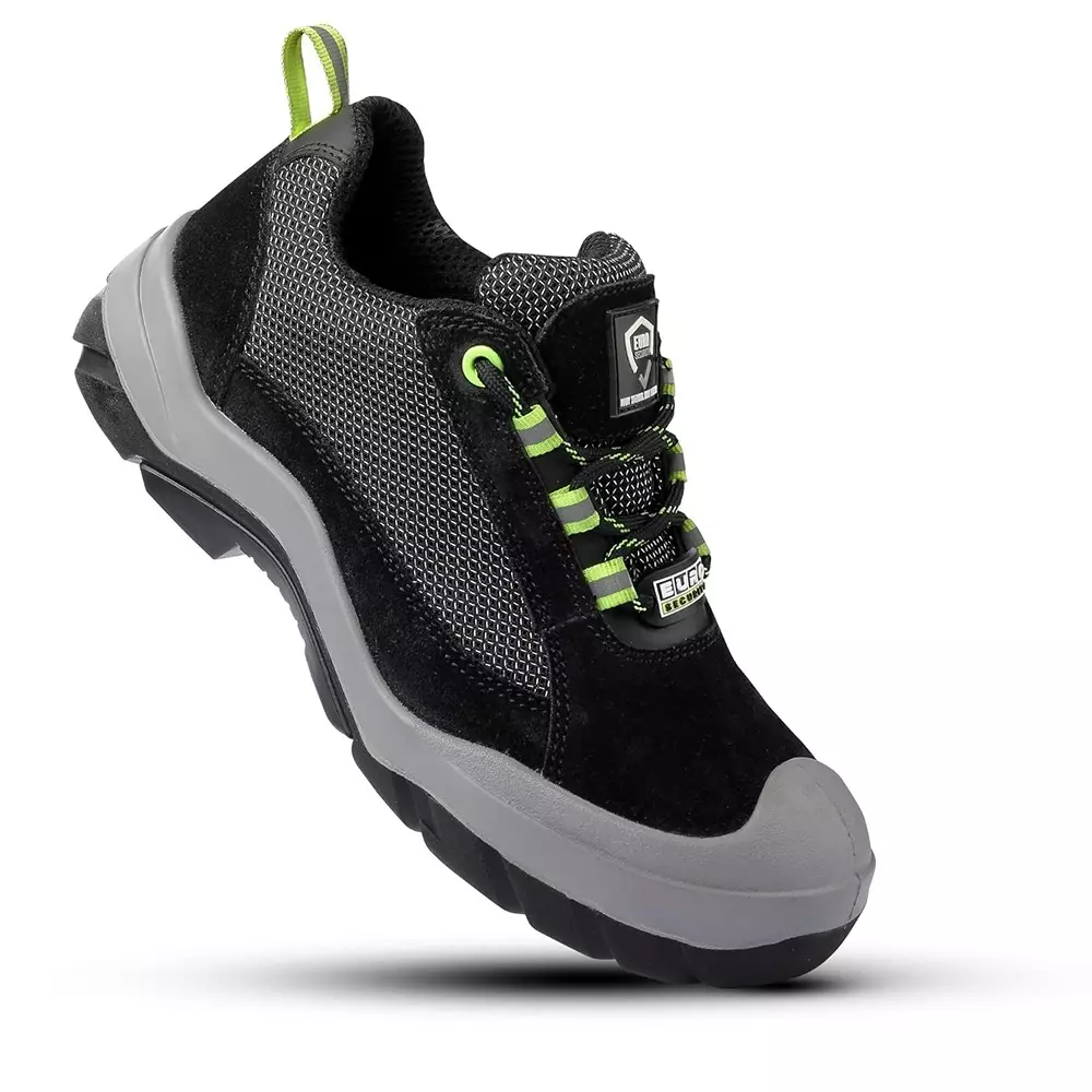 Euro Security RHINO 200 J Steel Toe Sporty Safety Sneaker Low Ankle PU Sole UK 7 Size Suede Leather Grey for Industrial Use