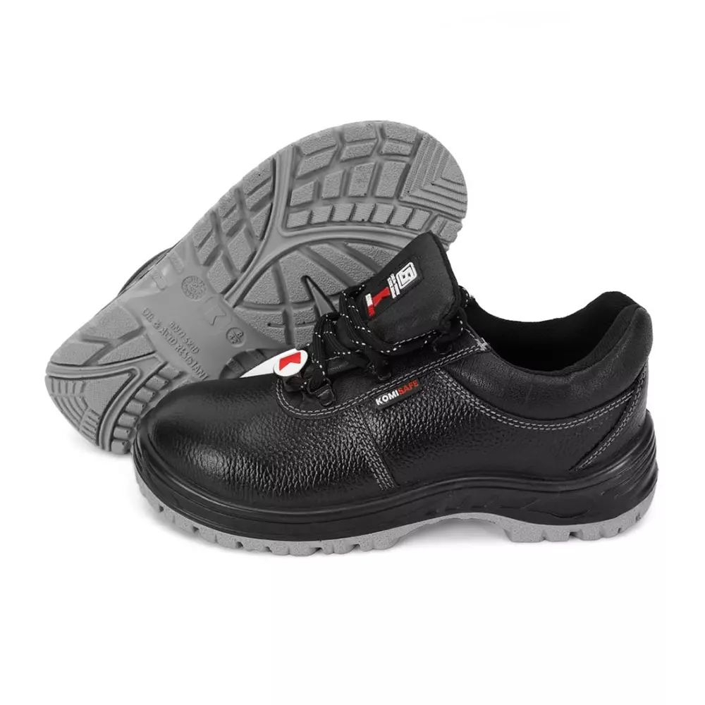 Komisafe Steel Toe Safety Shoe Low Ankle PU Sole Leather UK 7 Size for Industrial Use, AVIATOR