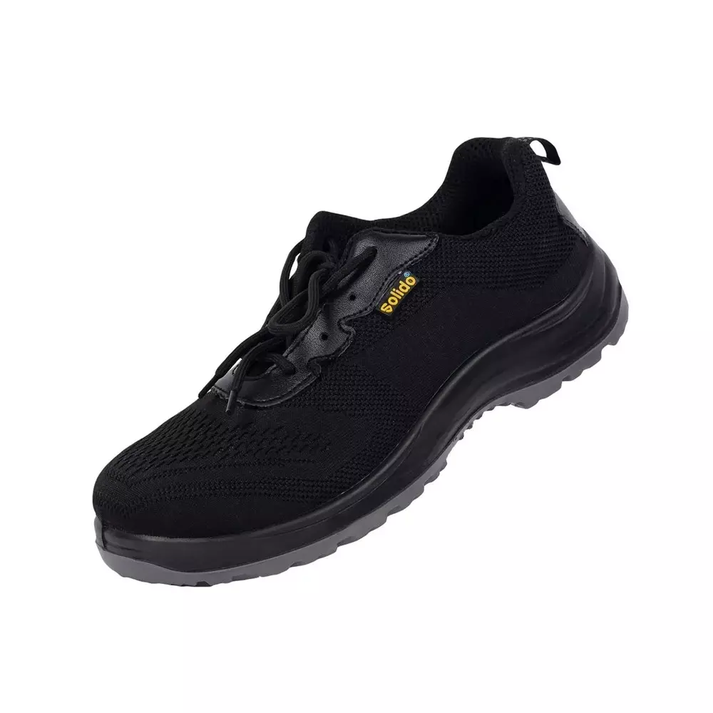 Solido SportX Safety Shoes Low Ankle PVC Sole Double Density PU Black Size UK 8, SY07