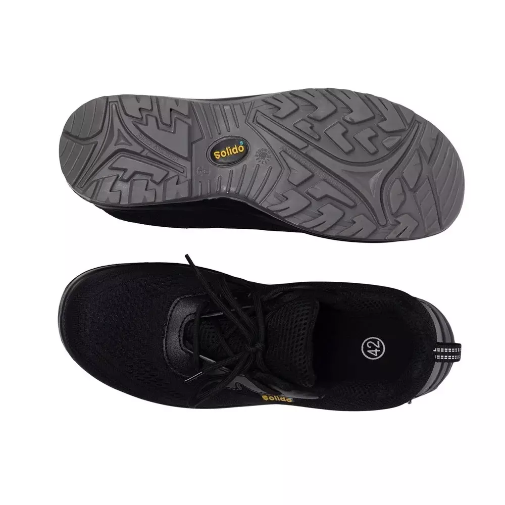 Solido SportX Safety Shoes Low Ankle PVC Sole Double Density PU Black Size UK 8, SY07