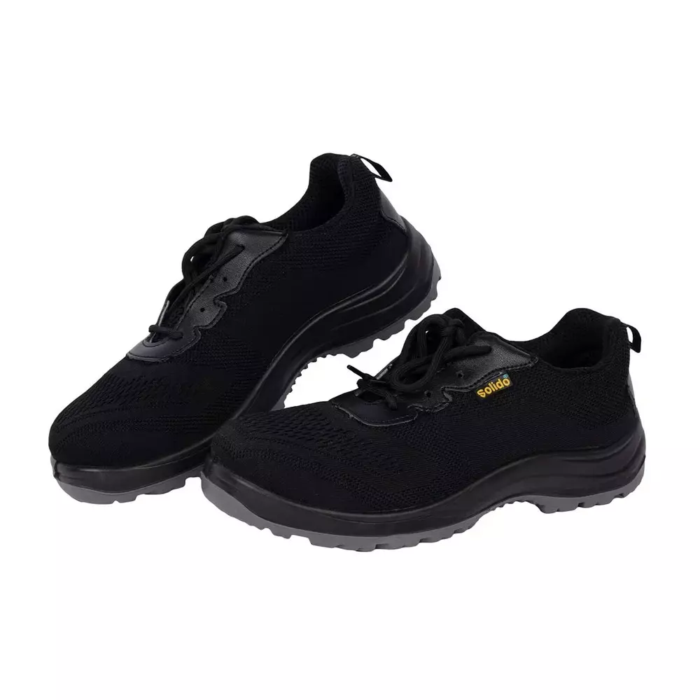 Solido SportX Safety Shoes Low Ankle PVC Sole Double Density PU Black Size UK 8, SY07