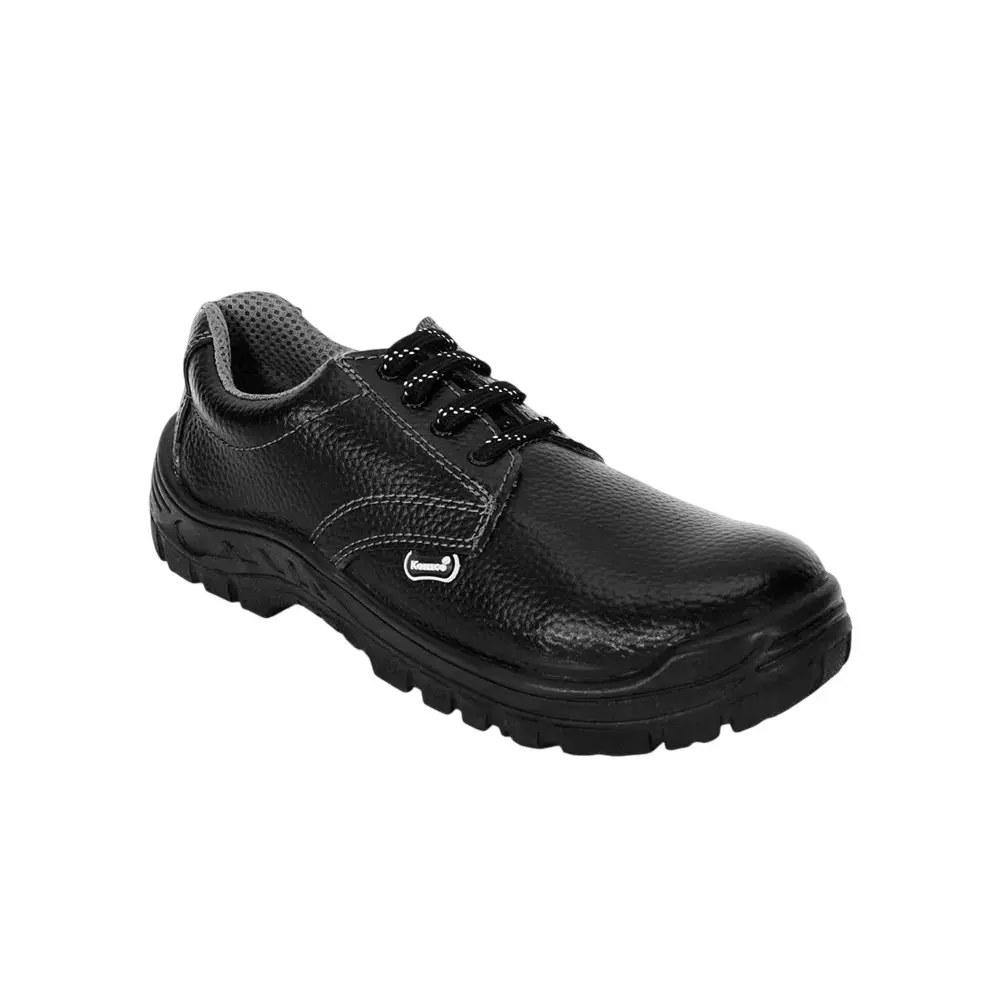 Komico Steel Toe Safety Shoes PVC Sole Low Ankle Black Leather Size UK 7, Xpert (Pack of 6 Pairs)