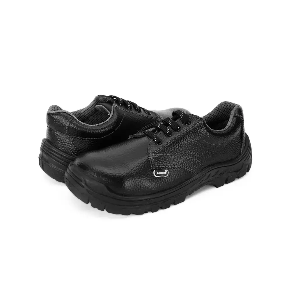 Komico Steel Toe Safety Shoes PVC Sole Low Ankle Black Leather Size UK 7, Xpert (Pack of 6 Pairs)