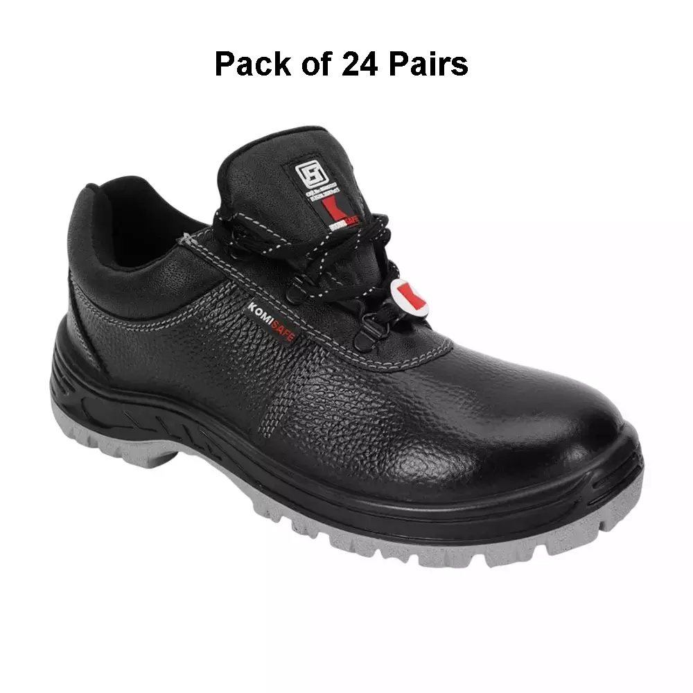 komisafe-steel-toe-safety-shoes-double-density-pu-sole-low-ankle-black-leather-size-uk-9-aviator-pack-of-24-pairs