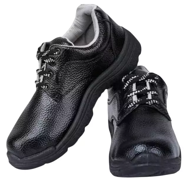 Chandoks Steel Toe Safety Shoes Rubber Sole Low Ankle Black Leather Size UK 8, G8-4HNG-3TXF