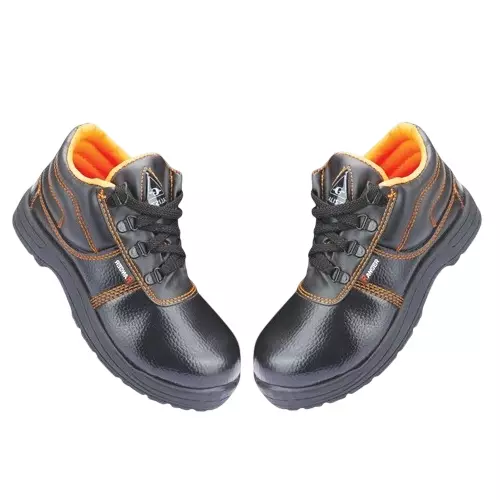 Galista Steel Toe Ranger Safety Shoes Single Density PVC Sole Black and Orange Color (Size UK 6 - UK 11)