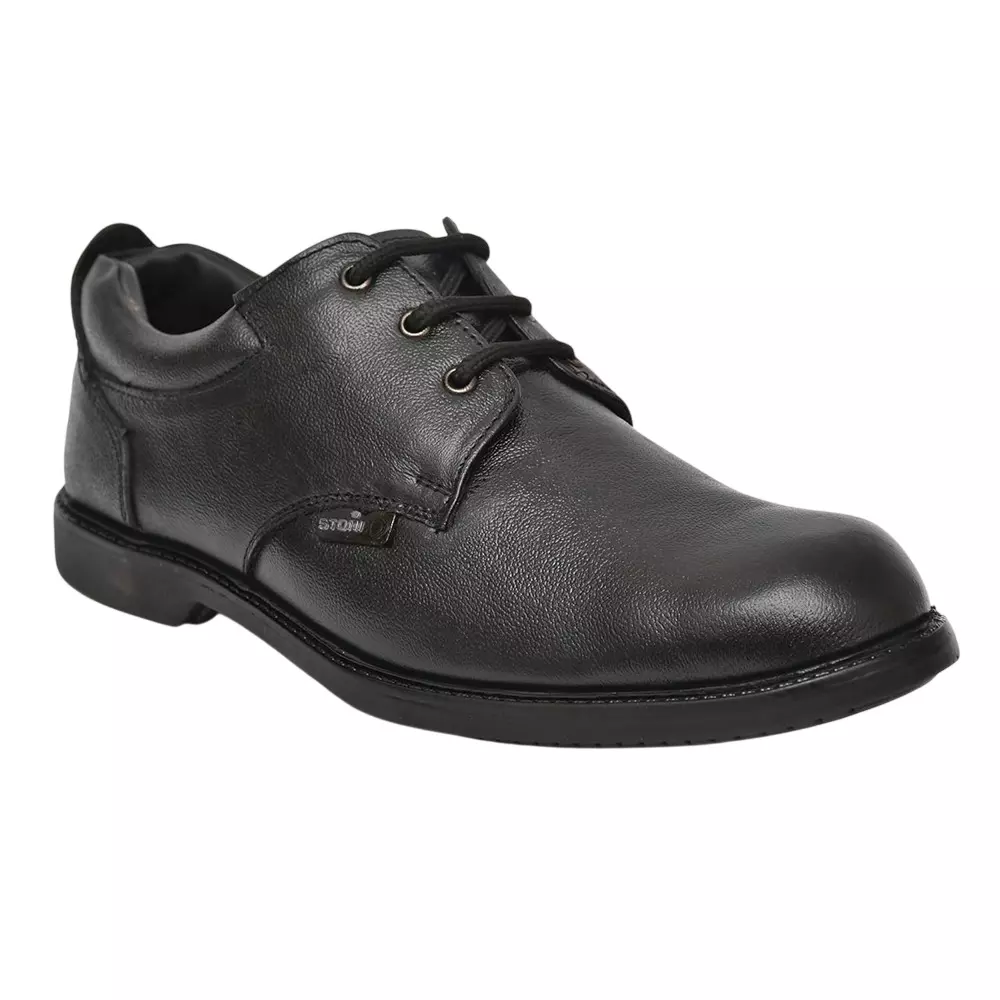 Stonix Formal Premium Low Ankle Safety Shoe Steel Toe TPR Sole Black Leather UK 09 Size for Construction Work Use, FS-NEW-O9