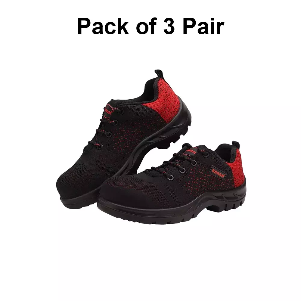 karam-pu-sole-medium-ankle-safety-shoes-flyknit-fabric-upper-with-black-red-color-print-fiber-toe-black-uk-7-size-for-industrial-use-fs215fnfwsamn-07-pack-of-3-pair