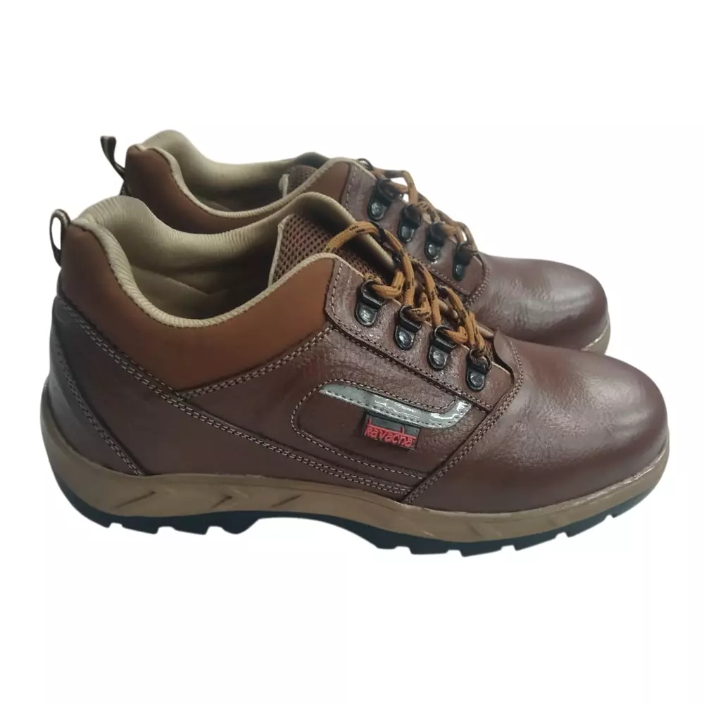 Kavacha Steel Toe Safety Shoes Leather High Ankle Rubber Sole Size UK 10 Brown, S122