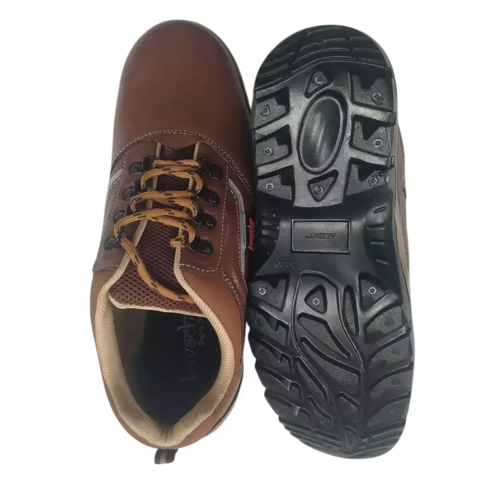 Kavacha Steel Toe Safety Shoes Leather High Ankle Rubber Sole Size UK 10 Brown, S122