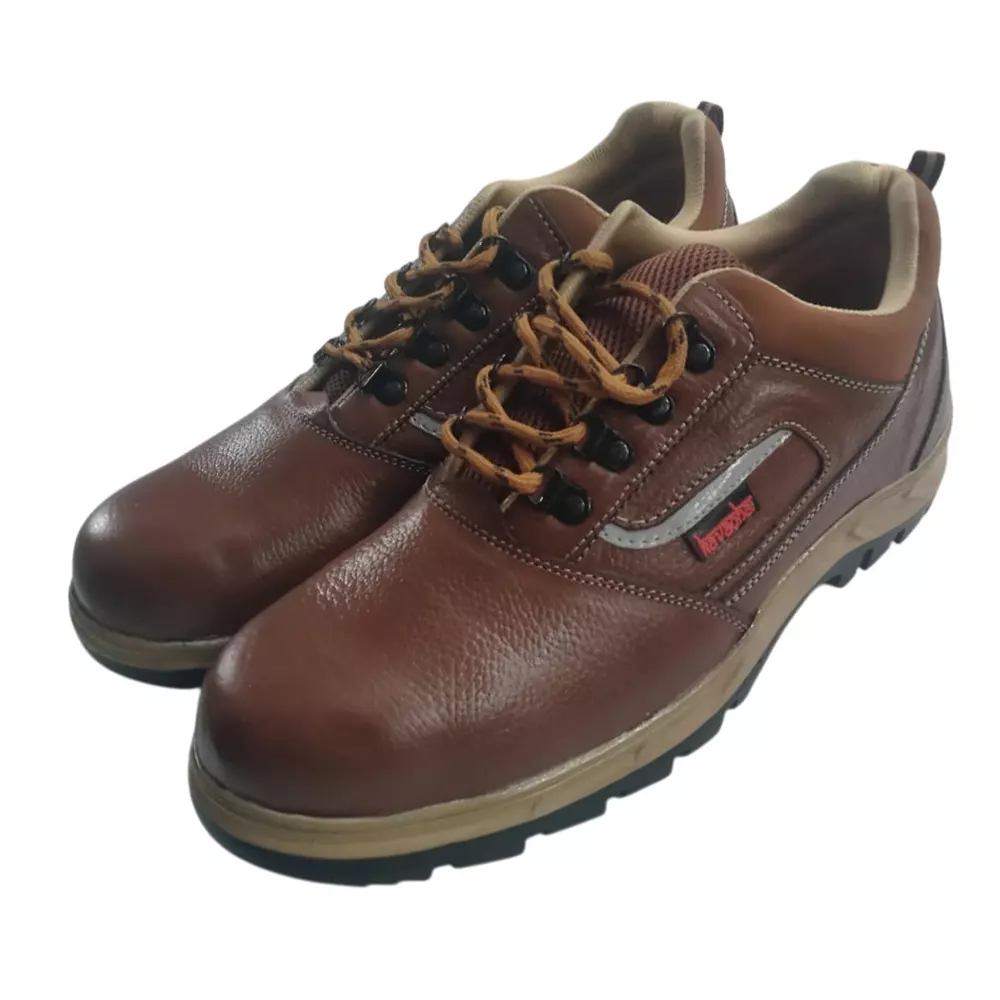 Kavacha Steel Toe Safety Shoes Leather High Ankle Rubber Sole Size UK 10 Brown, S122