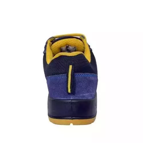 Zain Steel Toe Safety Shoes Leather Low Ankle Single Density PU Sole Size UK 7 Blue, Luxor Yellow