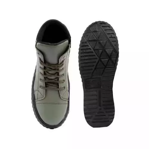Wonker AirMix Steel Toe Safety Shoes High Ankle Rubber Sole Green Synthetic Leather Size UK 6, WK-526