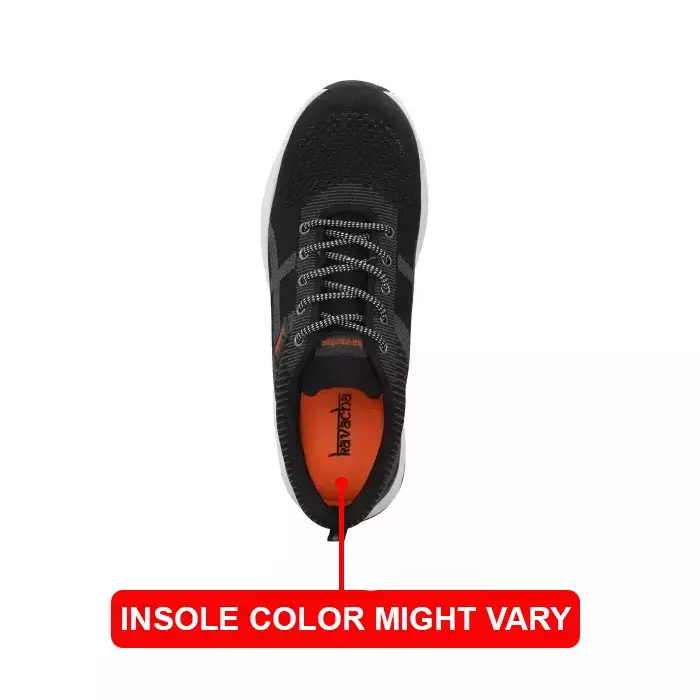 Kavacha Steel Toe Safety Shoes Knitted Fabric Low Ankle Rubber Sole Size UK 9 Black, Air S214