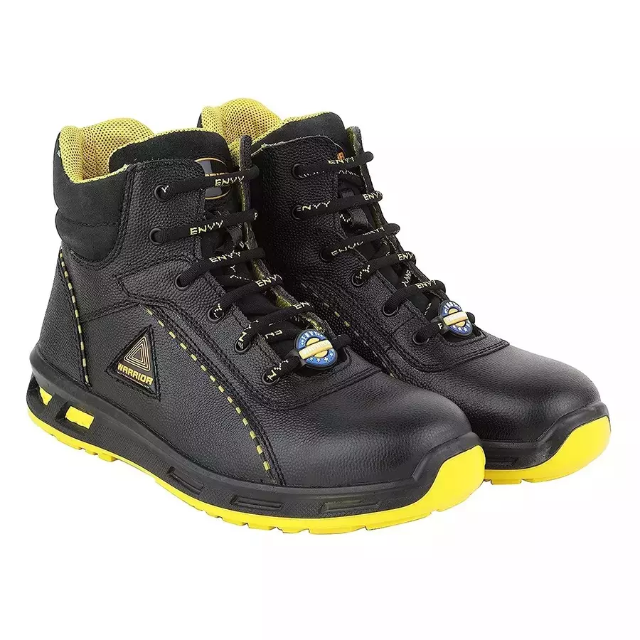 Liberty WARRIOR ENVY EARTH Steel Toe Safety Shoes High Ankle Black and Yellow Size UK 9