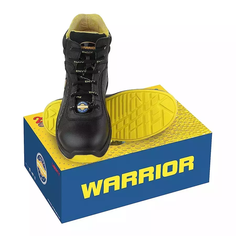 Liberty WARRIOR ENVY EARTH Steel Toe Safety Shoes High Ankle Black and Yellow Size UK 9