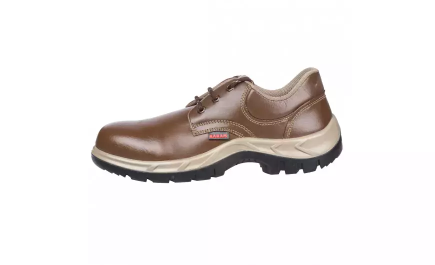Karam Premium Steel Toe Safety Shoes Low Ankle Brown Size UK 9, FS61BR(SWDAMN)