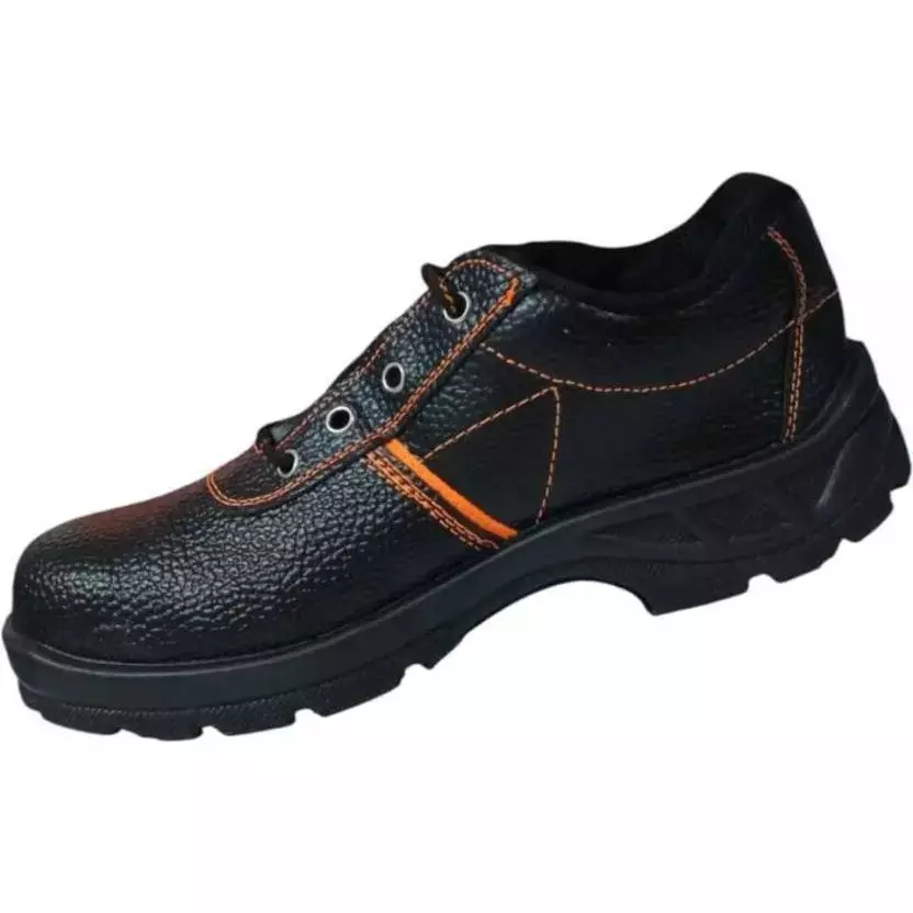 VSafe Steel Toe Safety Shoes PVC Sole Low Ankle Synthetic Leather Black Size UK 8, V-5