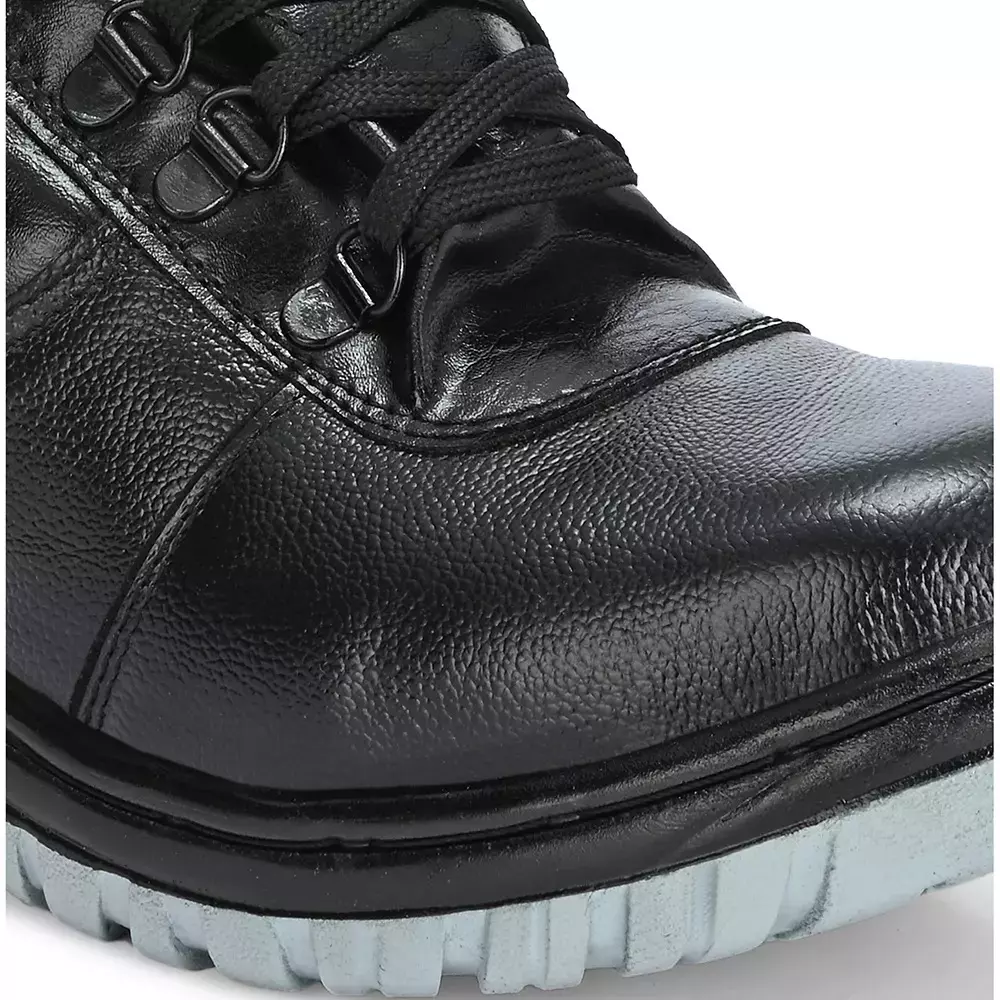 JK Steel Safety Shoes Steel Toe Air Mix Sole High Ankle Black Genuine Leather Size UK 10, JKPSF149BLK10