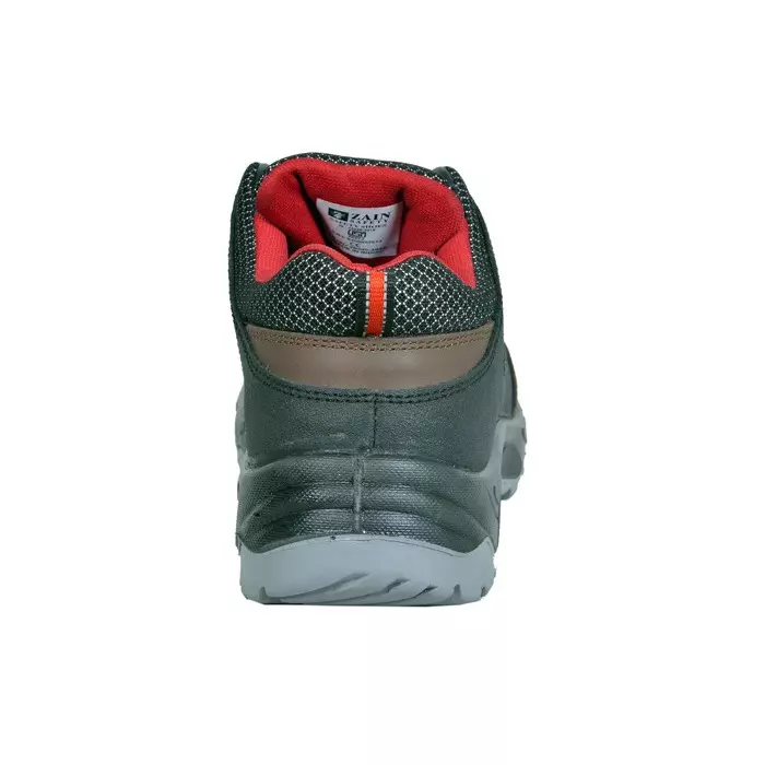 Zain Safety Elite Series Steel Toe Safety Shoes PU Double Density Low Ankle Brown Buff Genuine Leather Size UK9, 5006