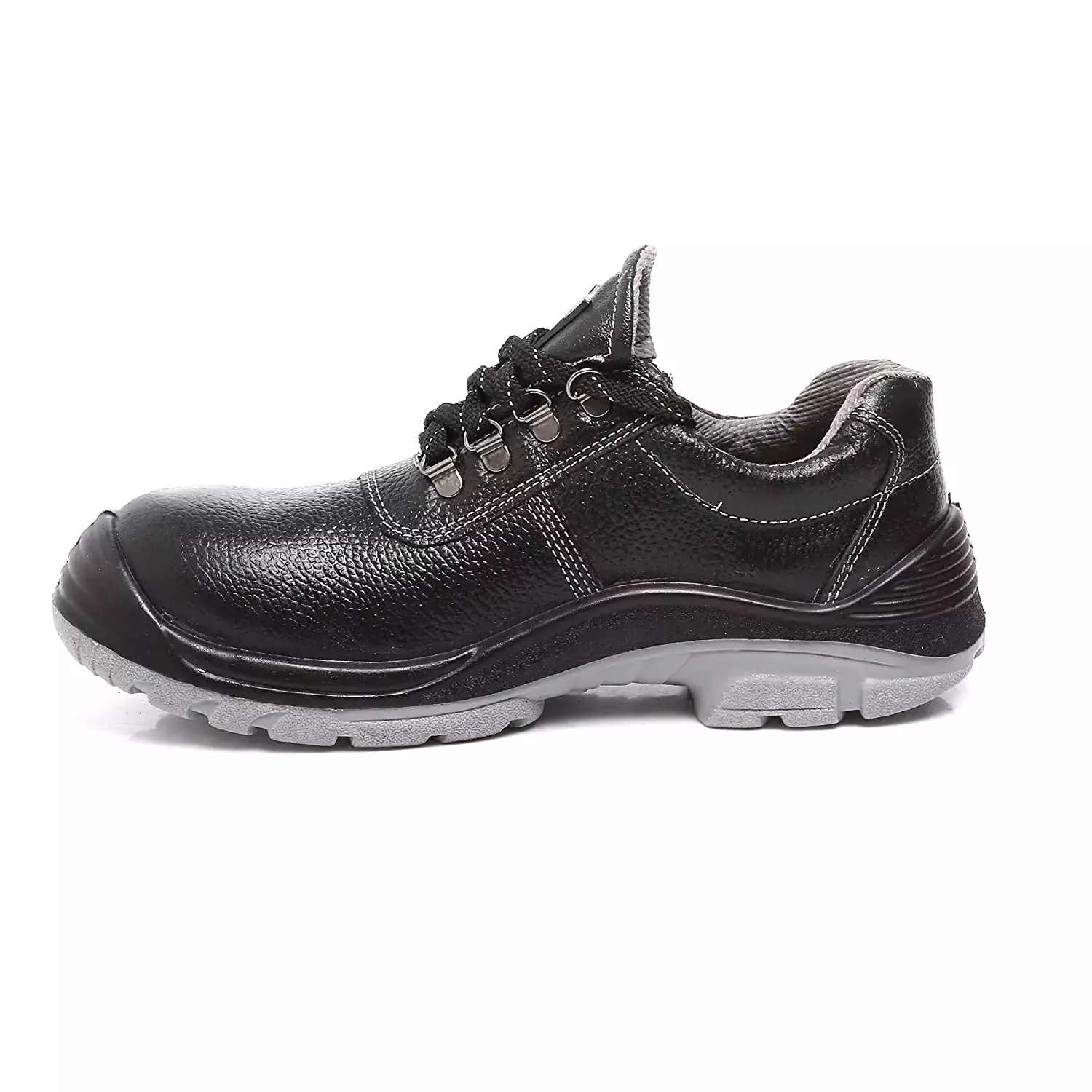 Agarson Steel Toe Safety Shoes Low Ankle PU Sole Dual Density Black Full Grain Leather Size UK 6, DUSTER-ISI Black-6