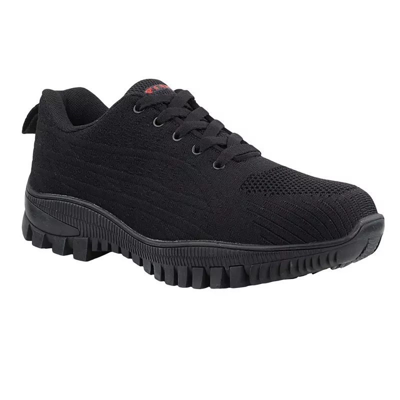 FUEL Metallic Toe Safety Shoes Rubber Single Density Low Ankle Black Knitted Fabric for Mens Size UK10, Trendy
