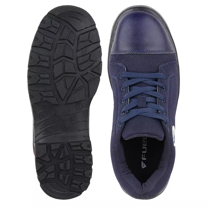 Fuel Steel Toe Safety Shoes PU Single Density Low Ankle Blue Canvas for Mens Size UK8, CANVEE BLUE