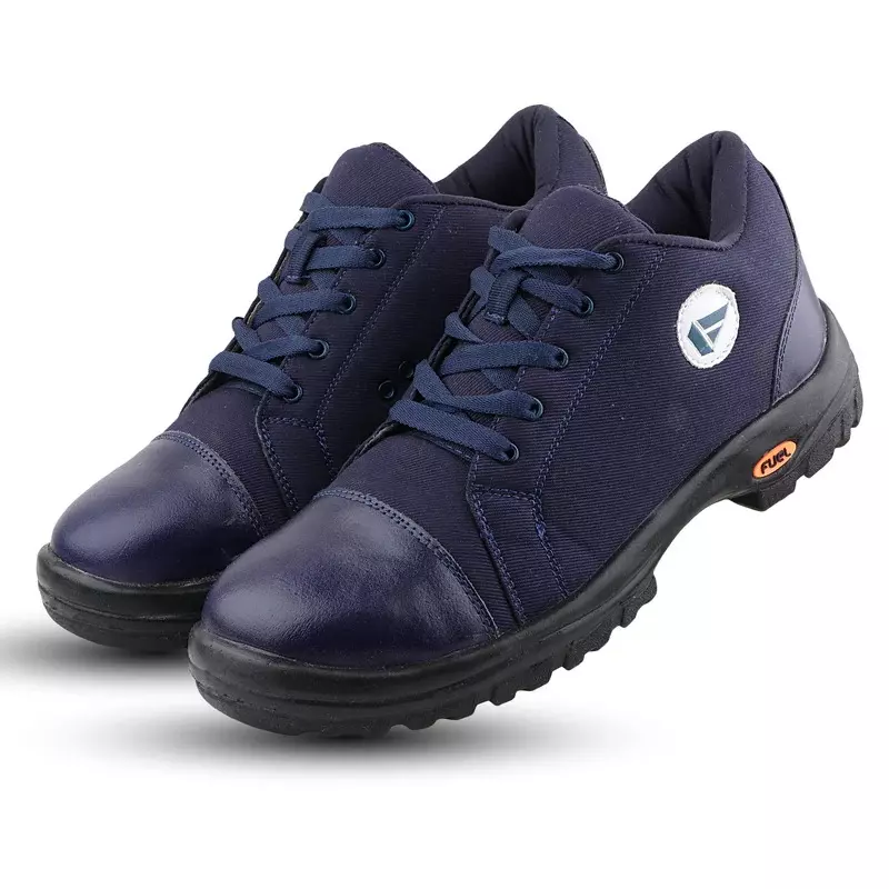 Fuel Steel Toe Safety Shoes PU Single Density Low Ankle Blue Canvas for Mens Size UK9, CANVEE BLUE