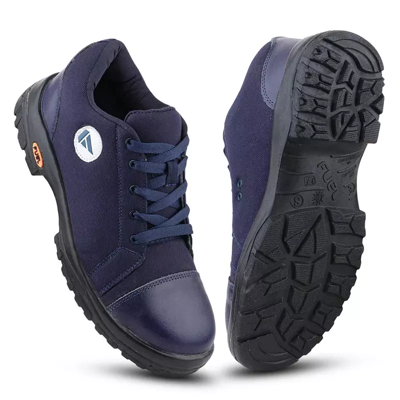 Fuel Steel Toe Safety Shoes PU Single Density Low Ankle Blue Canvas for Mens Size UK9, CANVEE BLUE