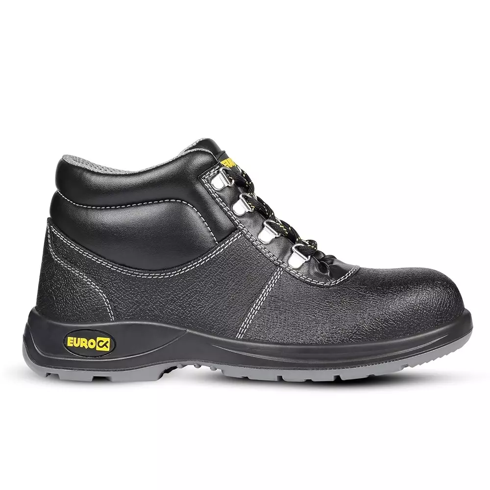 Eurock TROY 200 J Steel Toe Safety Shoe High Ankle PU Sole UK 10 Size Black for Industrial Use, 82571-TROY-10