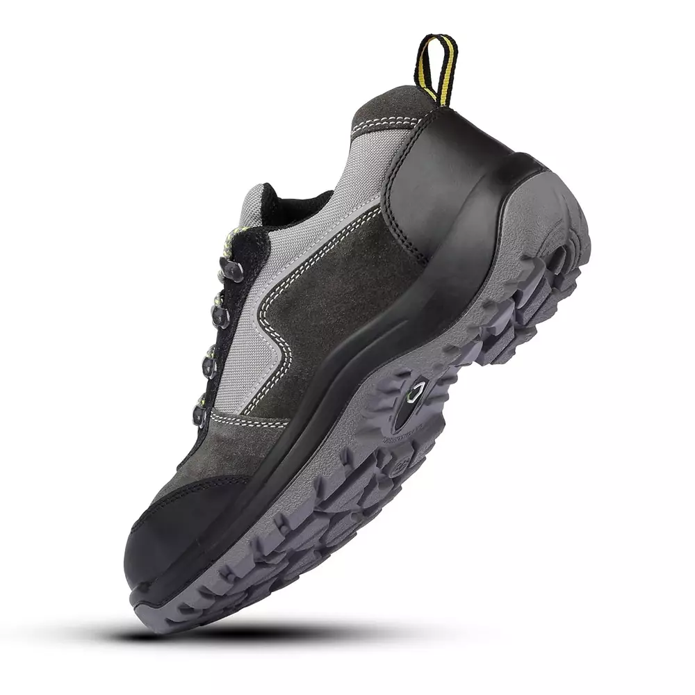 Euro Security ENERGY 200 J Steel Toe Safety Shoe Low Ankle PU Sole UK 7 Size Leather Grey for Industrial Use