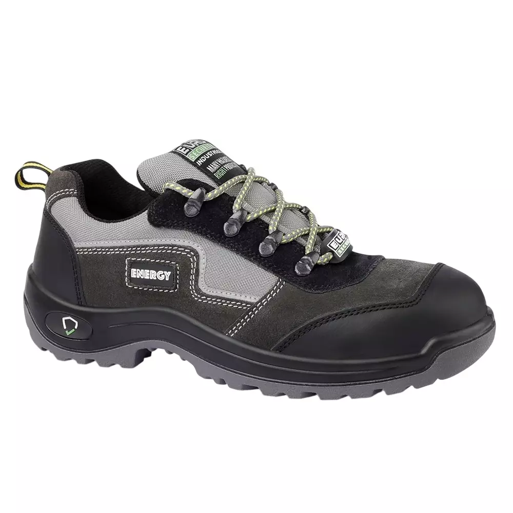 Euro Security ENERGY 200 J Steel Toe Safety Shoe Low Ankle PU Sole UK 8 Size Leather Grey for Industrial Use